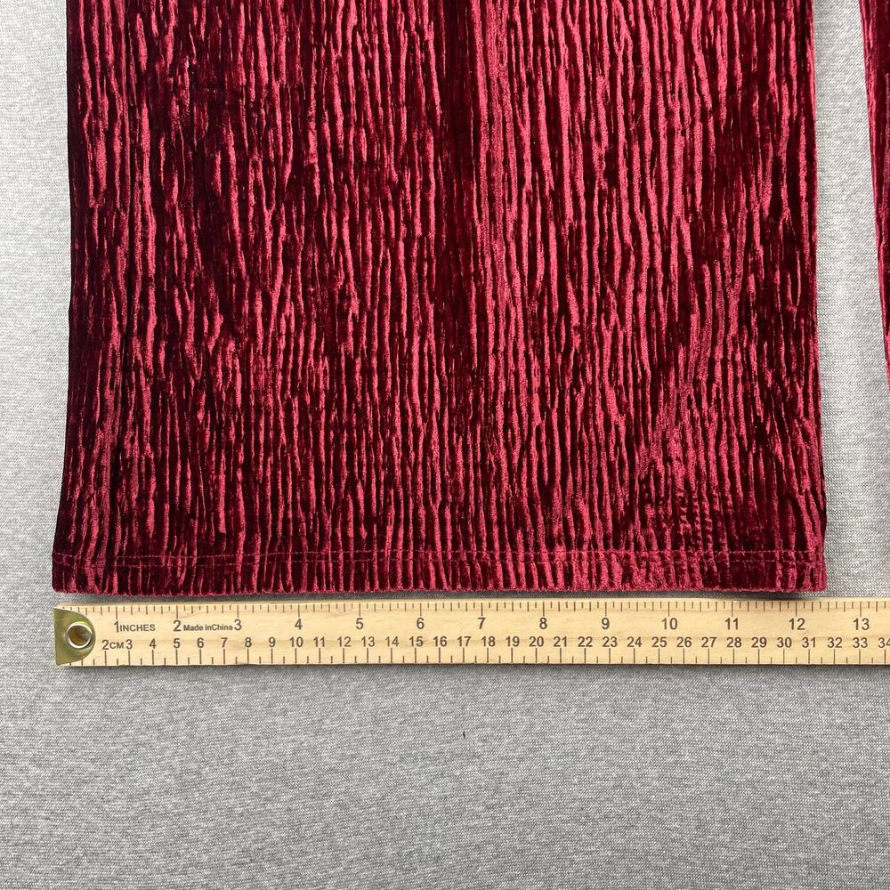 Naked Wardrobe Velvet Wide-Leg Pants Womens M Red Plush Whimsigoth Glam Pull-On - Picture 10 of 11